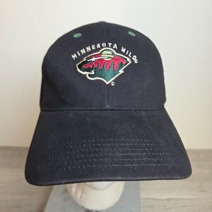 Minnesota Wild Hat Ballcap Black Green Strap Back Embroidered 8-20 NHL OSFM